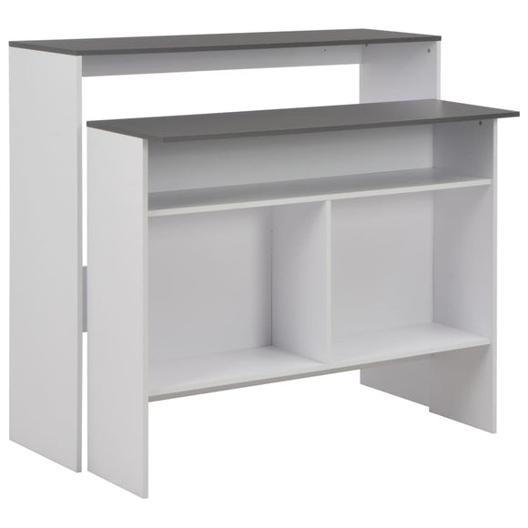 NNEVL Bar Table with 2 Table Tops White and Grey 130x40x120 cm