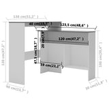 NNEVL Bar Table with 2 Table Tops White and Grey 130x40x120 cm