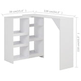 NNEVL Bar Table with Moveable Shelf White 138x39x110 cm