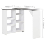 NNEVL Bar Table with Moveable Shelf White 138x39x110 cm