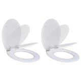 NNEVL Toilet Seats with Soft Close Lids 2 pcs MDF White