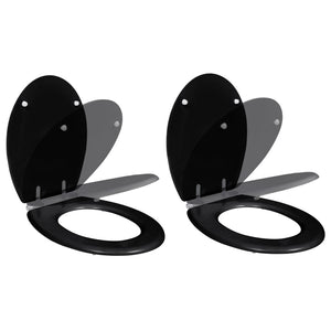 NNEVL Toilet Seats with Soft Close Lids 2 pcs MDF Black