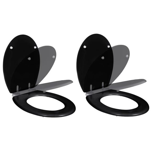 NNEVL Toilet Seats with Soft Close Lids 2 pcs MDF Black