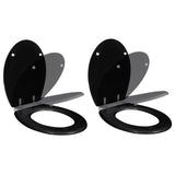 NNEVL Toilet Seats with Soft Close Lids 2 pcs MDF Black