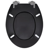NNEVL Toilet Seats with Soft Close Lids 2 pcs MDF Black