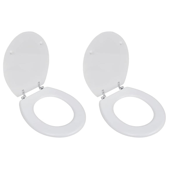 NNEVL Toilet Seats with Lids 2 pcs MDF White