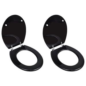 NNEVL Toilet Seats with Lids 2 pcs MDF Black