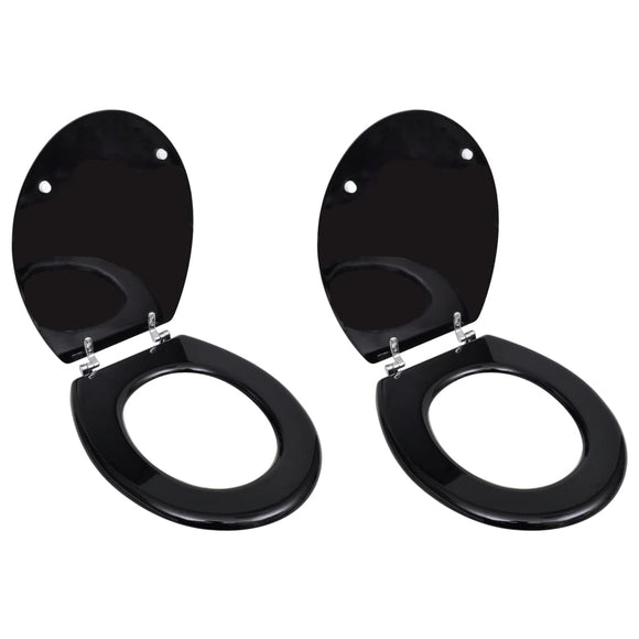 NNEVL Toilet Seats with Lids 2 pcs MDF Black