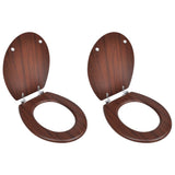NNEVL Toilet Seats with Lids 2 pcs MDF Brown