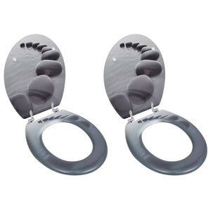NNEVL Toilet Seats with Lids 2 pcs MDF Stones