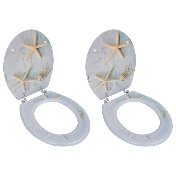 NNEVL Toilet Seats with Lids 2 pcs MDF Sea Star
