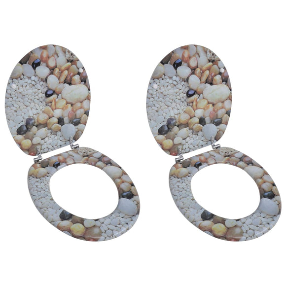 NNEVL Toilet Seats with Lids 2 pcs MDF Pebbles