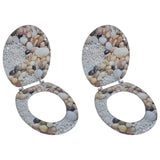 NNEVL Toilet Seats with Lids 2 pcs MDF Pebbles