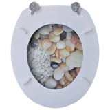 NNEVL Toilet Seats with Lids 2 pcs MDF Pebbles