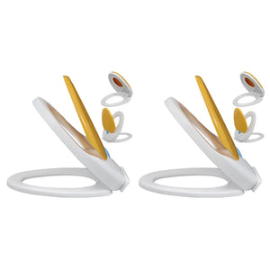 NNEVL Toilet Seats with Soft Close Lids 2 pcs Plastic White and Yellow