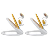 NNEVL Toilet Seats with Soft Close Lids 2 pcs Plastic White and Yellow