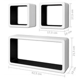 NNEVL Wall Cube Shelves 6 pcs White and Black
