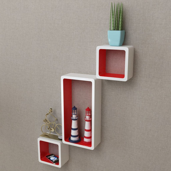 NNEVL Wall Cube Shelves 6 pcs White and Red