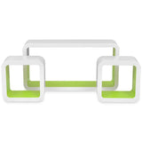 NNEVL Wall Cube Shelves 6 pcs White and Green