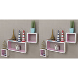 NNEVL Wall Cube Shelves 6 pcs White and Pink