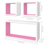 NNEVL Wall Cube Shelves 6 pcs White and Pink