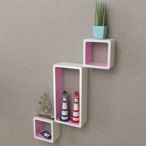 NNEVL Wall Cube Shelves 6 pcs White and Pink