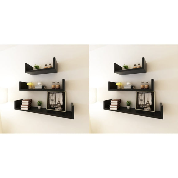 NNEVL Wall Shelves 6 pcs Black