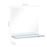 NNEVL Wall Mirror with Shelf 60x60 cm Tempered Glass