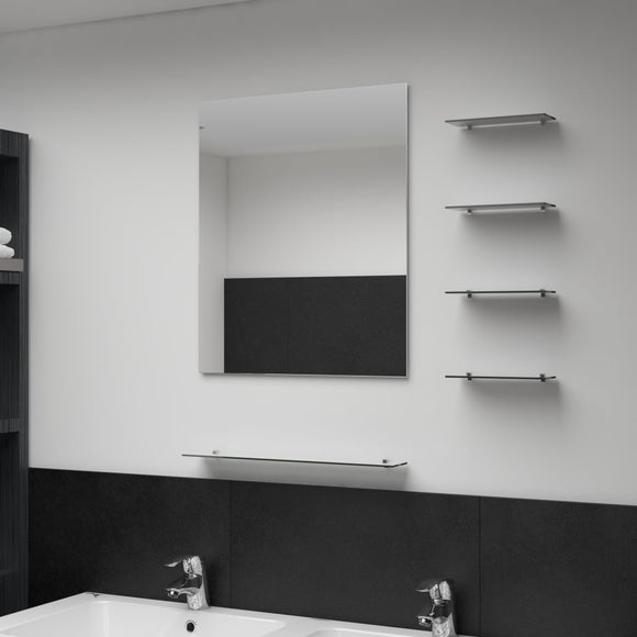 NNEVL Wall Mirror with 5 Shelves Silver 50x60 cm