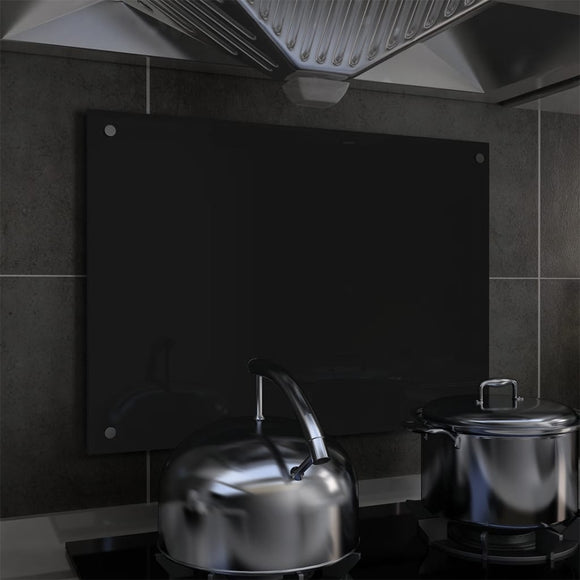 NNEVL Kitchen Backsplash Black 70x50 cm Tempered Glass