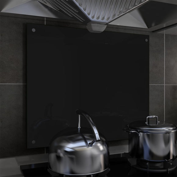 NNEVL Kitchen Backsplash Black 70x60 cm Tempered Glass