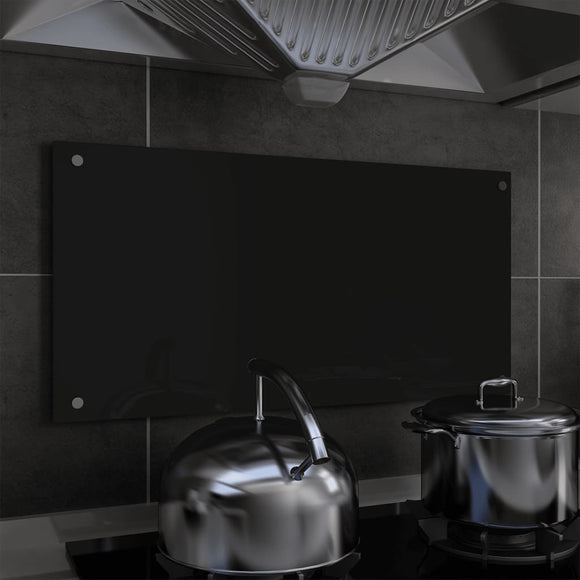 NNEVL Kitchen Backsplash Black 80x40 cm Tempered Glass