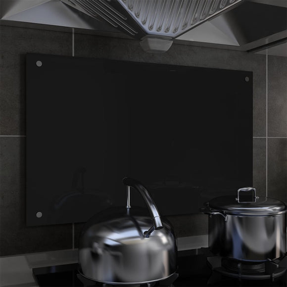 NNEVL Kitchen Backsplash Black 80x50 cm Tempered Glass