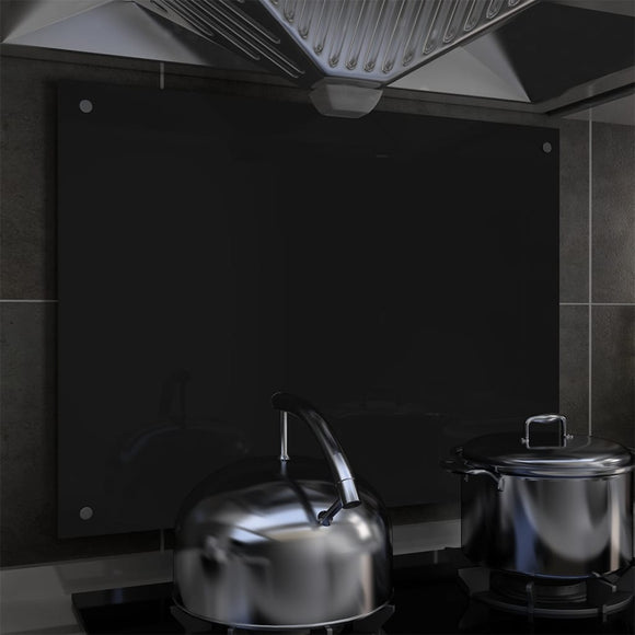 NNEVL Kitchen Backsplash Black 80x60 cm Tempered Glass