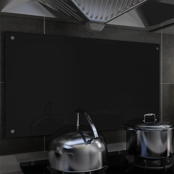 NNEVL Kitchen Backsplash Black 90x50 cm Tempered Glass
