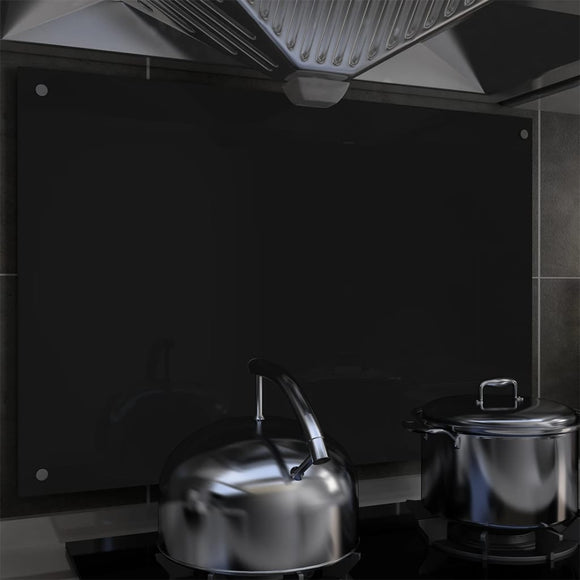 NNEVL Kitchen Backsplash Black 90x60 cm Tempered Glass