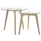 NNEVL Side Table Set 2 pcs Tempered Glass