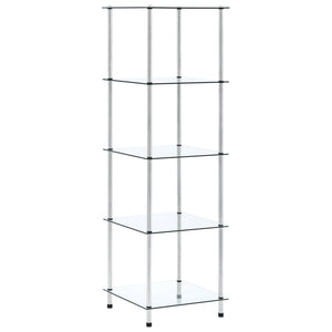 NNEVL 5-Tier Shelf Transparent 40x40x130 cm Tempered Glass