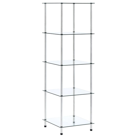 NNEVL 5-Tier Shelf Transparent 40x40x130 cm Tempered Glass
