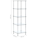NNEVL 5-Tier Shelf Transparent 40x40x130 cm Tempered Glass