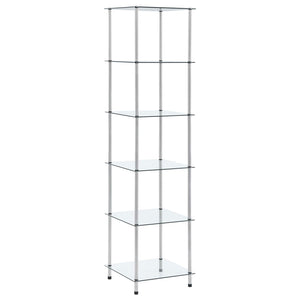 NNEVL 6-Tier Shelf Transparent 40x40x160 cm Tempered Glass