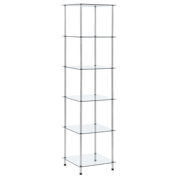 NNEVL 6-Tier Shelf Transparent 40x40x160 cm Tempered Glass
