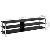 NNEVL TV Stand Black 150x40x40 cm Tempered Glass