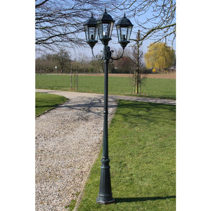 NNEVL Garden Light Post 3-arms 230 cm Dark Green/Black Aluminium