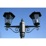 NNEVL Garden Light Post 2-arms 215 cm Dark Green/Black Aluminium