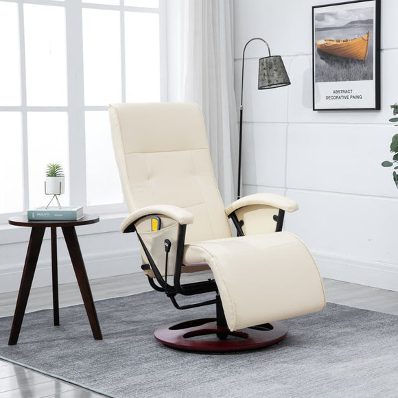 NNEVL Massage Chair Cream White Faux Leather