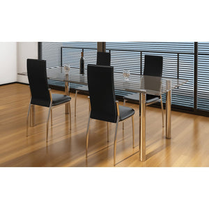 NNEVL Dining Chairs 4 pcs Black Faux Leather