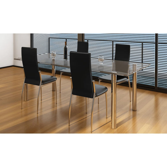NNEVL Dining Chairs 4 pcs Black Faux Leather