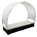 NNEVL Sun Lounger with Roof and Cushion Poly Rattan Brown