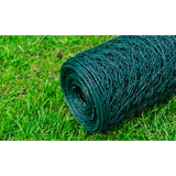 NNEVL Mesh Fence Galvanised Steel Hexagon 1x25 m Dark Green